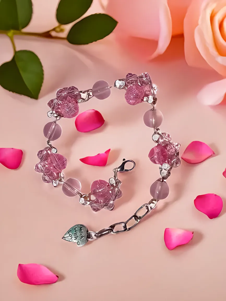 Crystal & Crack Beads Bracelet for Woman| Aesthetic Beaded Bracelets| SHATTERED ELEGANCE